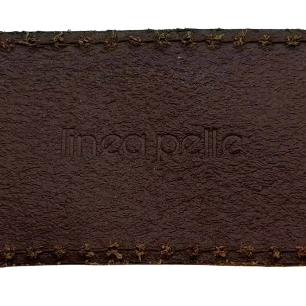 Linea Pelle Studded Genuine Leather Belt Brown Gold Tone Size M Boho